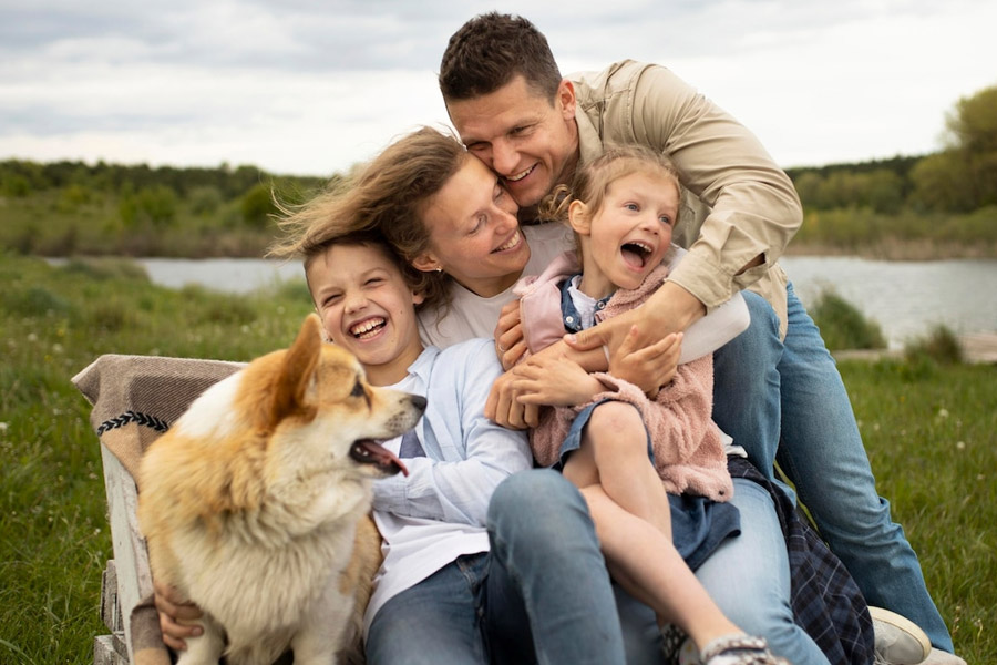 Young family laughing